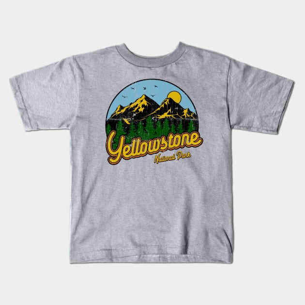 Vintage Yellowstone Park Kids T-Shirt by OniSide